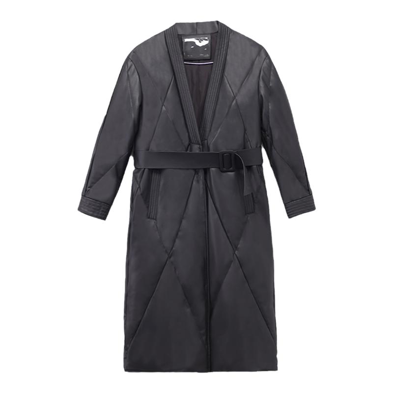 兽王2024年冬季新款皮羽绒服女士绵羊皮皮衣外套中长款收腰皮草