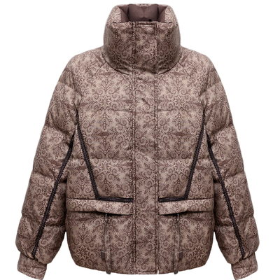 国风印花短款羽绒服女冬季厚外套