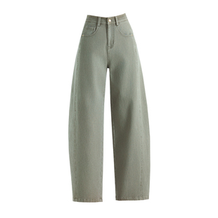 女士牛仔裤女2026新款春秋灰绿色弯刀裤女版型超好看的裤子小个子