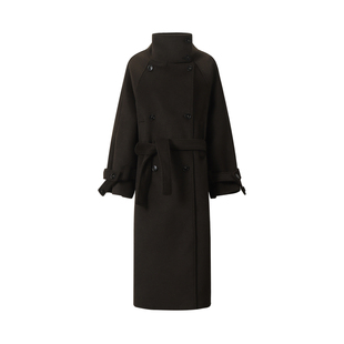 SINGLE MOMENT 25AW法式秋冬通勤毛呢羊毛立领宽阔大衣长外套女
