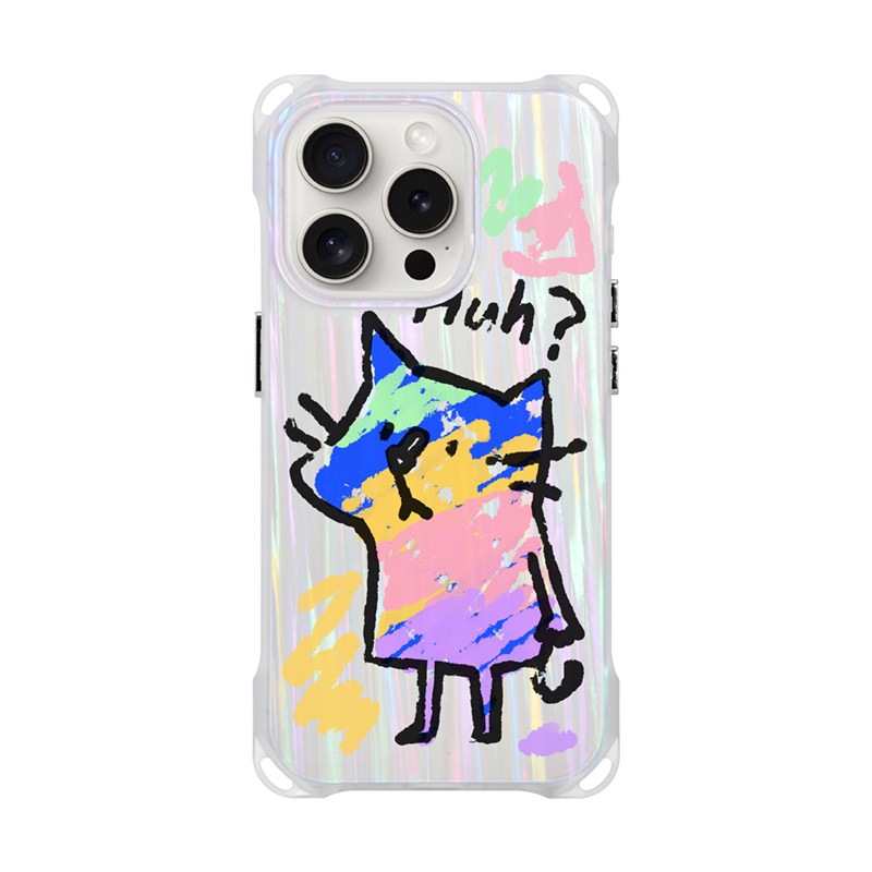 适用iphone16promax手机壳创意涂鸦猫苹果17磁吸华为mate60斜跨可背18新款p80紫色带挂绳小米15挂脖