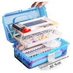 中国画颜料12色初学者毛笔小学生儿童入门材料无毒工笔画24色水墨画工具套装国画用品工具箱全套山水画分装盒