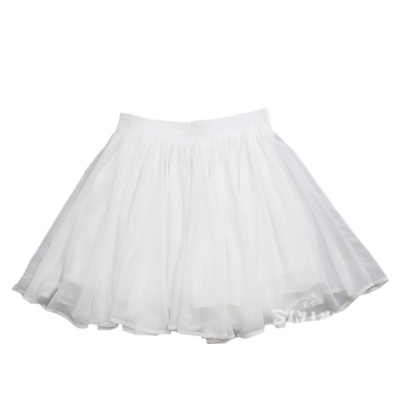 白色雪纺短裙大摆蓬蓬裙半身裙
