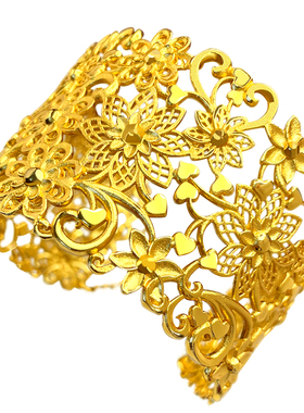 福中禧沙金镂空手镯婚嫁饰品