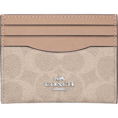 COACH/蔻驰奥莱女士经典标志老花纤巧型证件包卡包便携