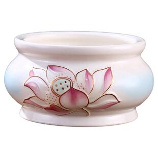 家用陶瓷香炉观音菩萨莲花香炉碗上香立香插香佛前鼎炉供佛室内