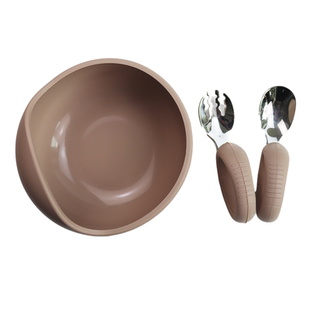 宝宝硅胶辅食吸盘碗316不锈钢PPSU训练叉勺 婴儿自主进食儿童餐具