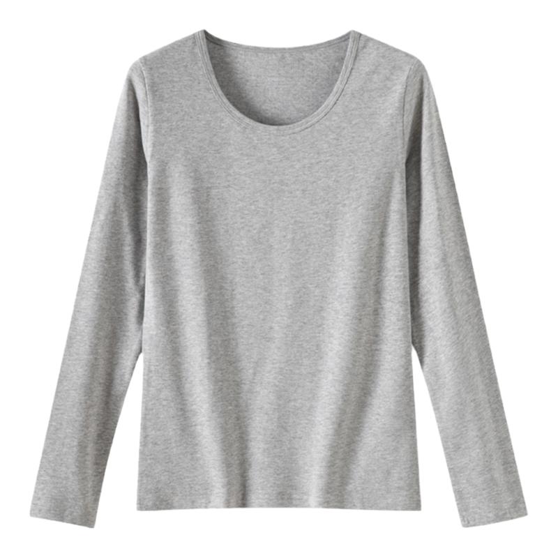 睡衣上衣单件女纯棉长袖圆领内穿棉毛衫秋衣秋裤女套装家居服冬季