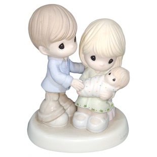 Precious Moments水滴娃娃一家三口陶瓷人物摆件新年礼物家居艺术