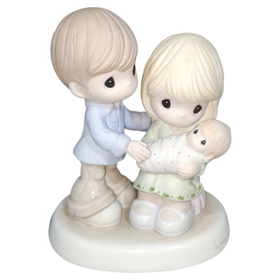 Precious Moments水滴娃娃一家三口陶瓷人物摆件新年礼物家居艺术