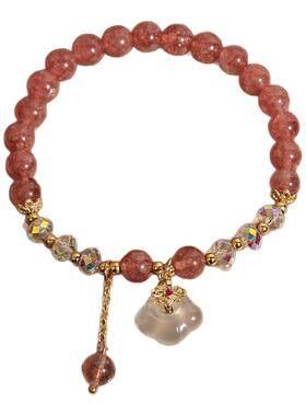 新款网红古风草莓晶手链小众精致白色祥云水晶手串送学生闺蜜