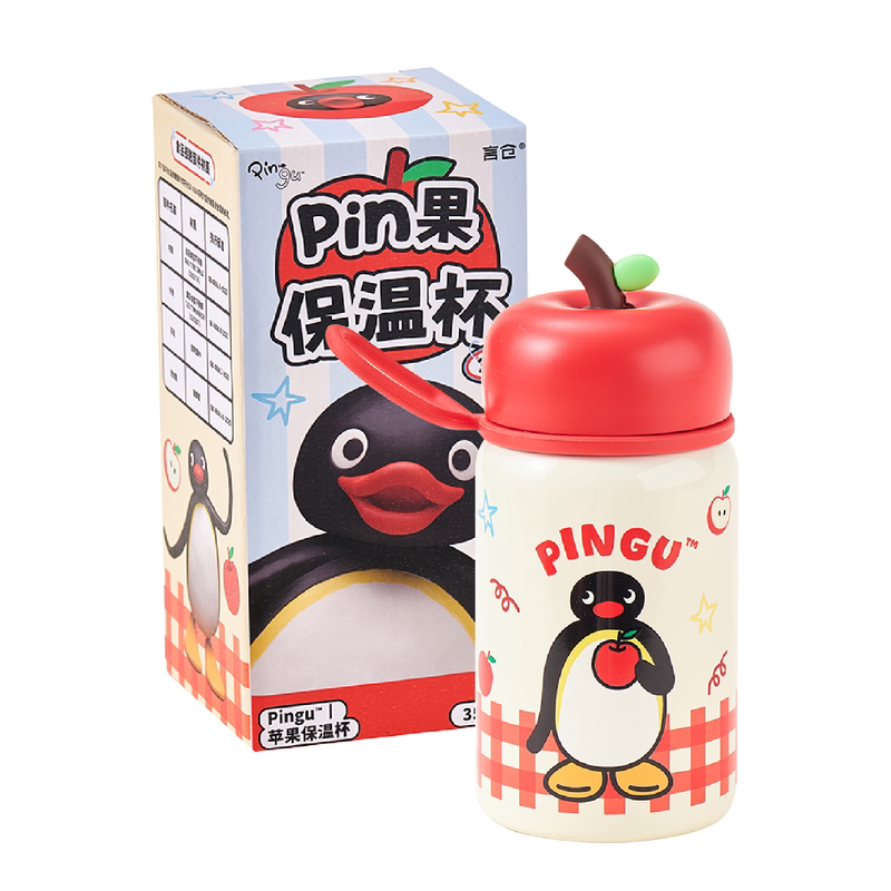 言仓PINGU苹果保温杯不锈钢可爱女生便携学生水杯生日礼物