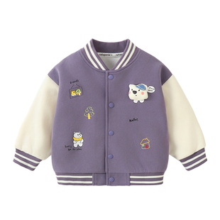 咔咔熊猫男童棒球服外套早春季女童上衣2026新款宝宝儿童衣服童装