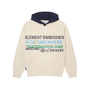 美国ELEMENT滑板连帽卫衣男宽松字母撞色印花廓型落肩重磅上衣潮