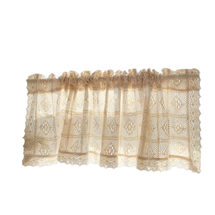 棉麻钩针厨房半帘免打孔魔术贴粘贴小窗帘飘窗橱柜帘隔断帘门帘头