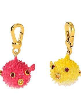 手工珐琅立体河豚吊坠项链