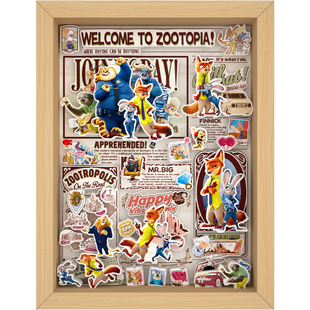 AIPUZZLE疯狂动物城立体拼图迪士尼纸艺DIY纸画带相框潮流摆件