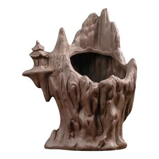 紫砂神工天巧古房小盆景家用复古客厅办公室文竹菖蒲六月雪带托盘