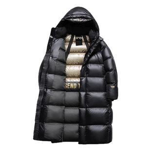 高端黑金鹅绒羽绒服2025冬季过膝长款东北超厚保暖极寒服男女同款
