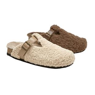 Toomanyshoes肉松包毛毛鞋冬半拖女外穿厚底保暖勃肯