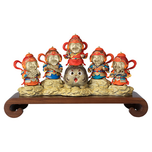 铜师傅《五路财爷笑呵呵》客厅桌面财神铜摆件 家居装饰工艺品