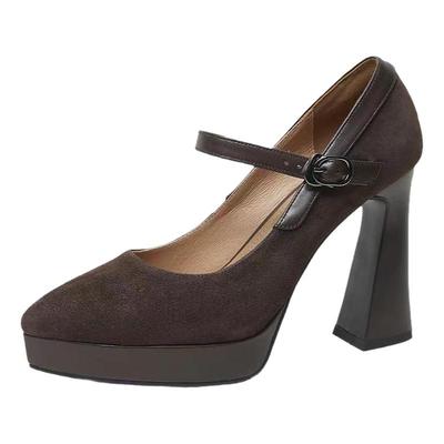 防水台单鞋复古一字扣带玛丽珍鞋