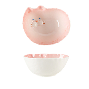 嘟嘟猫可爱卡通高颜值吃饭碗盘子陶瓷碗家用2026新款手柄碗餐具