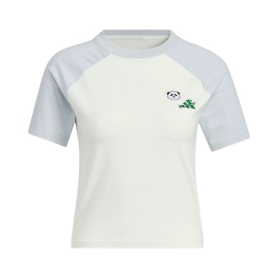 adidas阿迪达斯夏季女装印花休闲运动修身短款圆领短袖T恤 KC0974