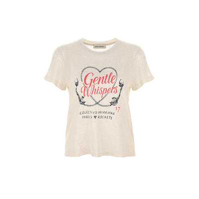 wanatry亚麻复古印花爱心短袖女