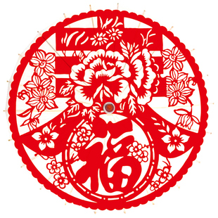 新年剪纸款式油纸伞装饰吊顶道具中国风演出室内室外装修