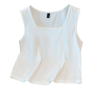 大码胖mm巨遮肚背心春夏女装200斤胖妹妹方领坑条打底高级感背心