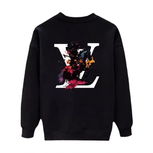 美式痞帅冬季圆领长袖内搭卫衣T恤休闲百搭男款纯棉潮牌加绒印花