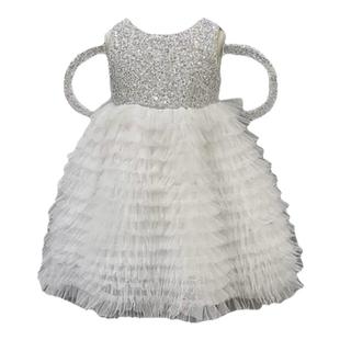 高端儿童公主裙夏季2025带翅膀蓬蓬裙女童生日六一白色礼服连衣裙