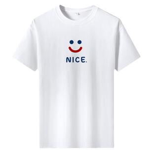 NASA短袖男夏季美式复古t恤纯棉透气情侣装时尚男生笑脸上衣