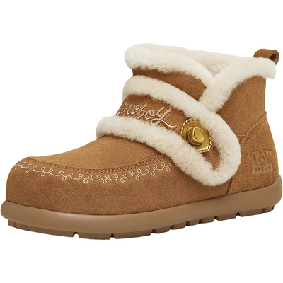 天美意玩具总动员绒绒拿铁厚底加绒雪地靴棉鞋女冬新款毛毛鞋短靴