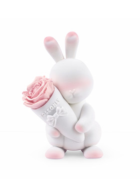 【七夕礼物】ROSEONLY诺誓甜心兔永生花玫瑰礼盒送女友生日情人节