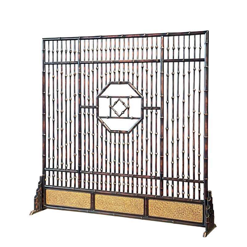 竹老表座屏手工圆竹仿古屏风隔断