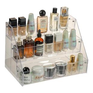 阶梯式化妆品置物架亚克力桌面分层梳妆台口红香水架眼影盘收纳盒