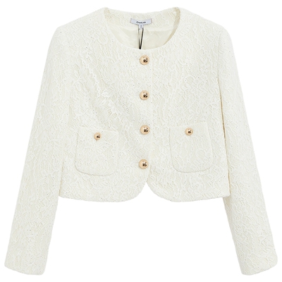 bebe春季新款短款花纱外套