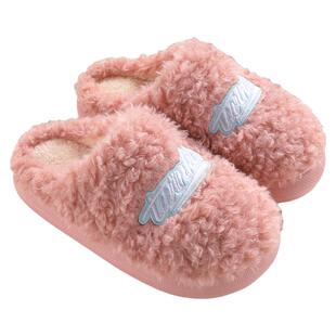 朴西2025潮流字母EVA男女士棉拖鞋厚底防滑冬季加厚加绒保暖情侣