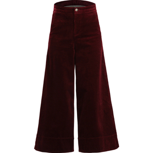 春秋新款条绒阔腿裤高腰大码灯芯绒肥腿裤百搭时尚百搭直筒女长裤