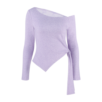 韩语琳/紫色露肩针织衫上衣