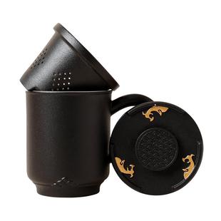 台湾陆宝陶瓷茶水分离杯子家用喝水办公室茶杯生肖龙水杯风生水起