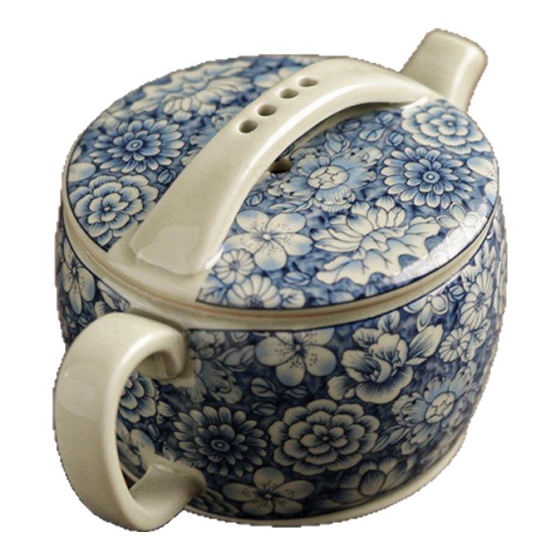 德化青花汉瓦茶壶陶瓷家用功夫茶具配件开片可养茶水壶泡茶器