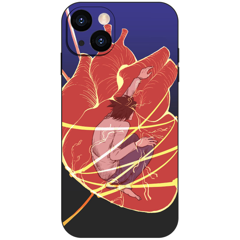 死亡笔记L暗黑心脏囚笼手绘插画磨砂硅胶手机壳同人周边适用于iPhone16苹果17小众动漫二次元磁吸防摔保护套