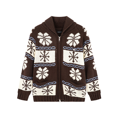 i.t GROUNDZERO 圣诞复古显瘦美拉德撞色雪花针织开衫外套毛衣