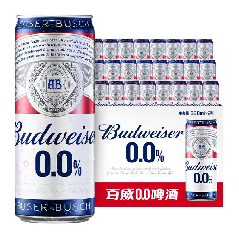 百威无醇啤酒口感醇正330ml*24罐