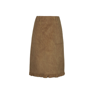 aaaaxbbb 巴恩流域 两色复古褶皱中裙减龄韩系直筒半身裙子女秋冬