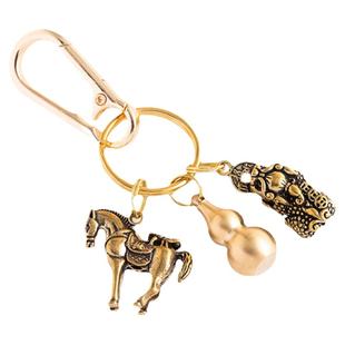 纯铜马上赢钱汽车钥匙扣挂件有钱包包挂饰五帝钱麻将逢赌必赢吊坠