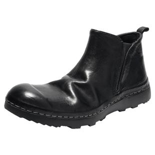 DREAMBOX钧博短靴水洗马皮手工厚底男士靴子秋冬新款百搭切尔西靴